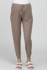 Taupe Ribbed Maternity Jogger