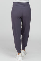 Purple Ribbed Maternity Jogger