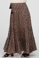 Black Floral Tiered Maternity Maxi Skirt