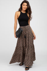 Black Floral Tiered Maternity Maxi Skirt