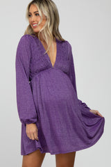 Purple Glitter Cutout Back Maternity Mini Dress