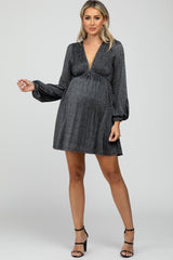 Black Glitter Cutout Back Maternity Mini Dress