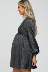 Black Glitter Cutout Back Maternity Mini Dress