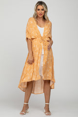 Orange Floral Tassel Front Maternity Cover Up