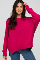 Fuchsia Exposed Seam Side Slit Sweater