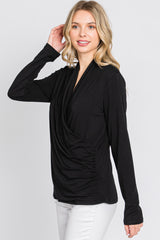 Black Draped Wrap Nursing Top