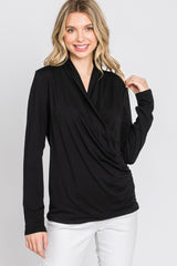 Black Draped Wrap Nursing Top