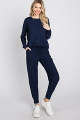 Navy Blue Soft Knit Sleep Set