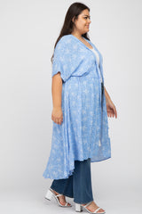 Light Blue Floral Tie Front Plus Cover Up