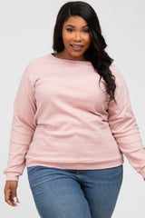 Mauve Crew Neck Long Sleeve Maternity Plus Top