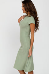 Mint Green Brushed Ribbed Midi Dress