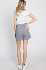 Grey Front Tie Shorts