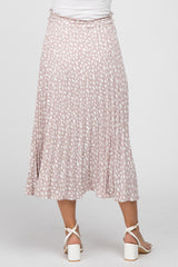 Lavender Animal Print Pleated Maternity Midi Skirt