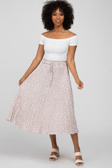 Lavender Animal Print Pleated Maternity Midi Skirt