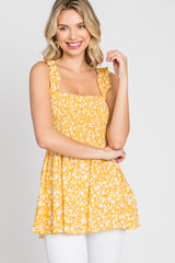 Yellow Floral Smocked Maternity Tank Top