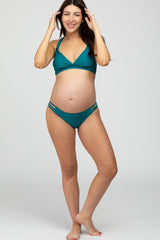 Teal Strappy Cutout Two-Piece Maternity Bikini Set