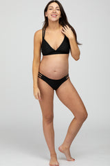 Black Strappy Cutout Two-Piece Maternity Bikini Set