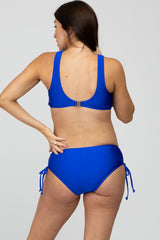 Royal Blue Cross Front Drawstring Side Two-Piece Maternity Bikini Set