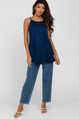 Navy Ribbed Sleeveless Top