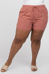 Rust Drawstring Plus Shorts