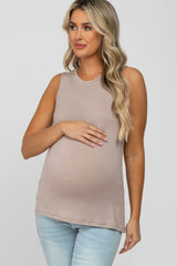 Light Mocha Basic Sleeveless Maternity Top