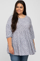 Navy Blue Floral Tiered Maternity Plus Tunic Top