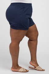 Navy Blue Ladder Trim Plus Shorts