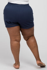 Navy Blue Ladder Trim Plus Shorts