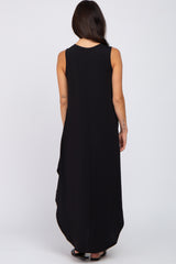 Black V-Neck Basic Maxi Dress