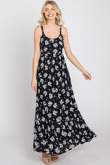 Navy Blue Floral Maxi Dress