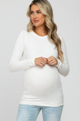 White Long Sleeve Basic Maternity Top