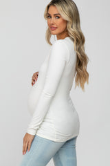 White Long Sleeve Basic Maternity Top