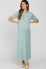 Mint Short Sleeve Maternity Midi Dress