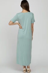 Mint Short Sleeve Maternity Midi Dress