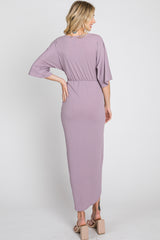 Lilac Wrap Front Midi Dress