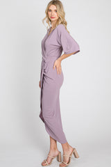 Lilac Wrap Front Midi Dress