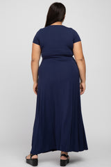 Navy Blue Twist Front Plus Maxi Dress