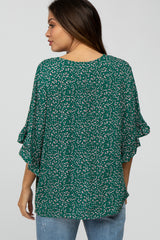 Emerald Green Floral Ruffle Dolman Sleeve Maternity Top