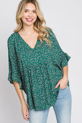 Emerald Green Floral Ruffle Dolman Sleeve Maternity Top