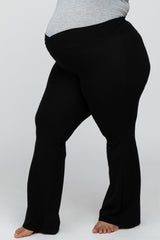 Black Layered V-Front Maternity Plus Leggings