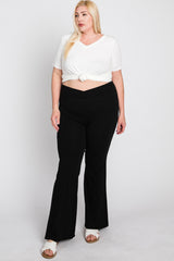 Black Layered V-Front Maternity Plus Leggings