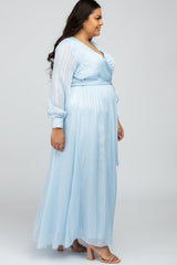 Light Blue Sparkle Chiffon Plus Maxi Dress