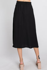 Black Front Tie Midi Skirt