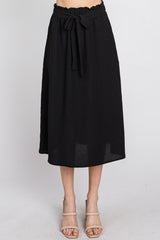 Black Front Tie Midi Skirt