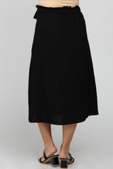 Black Front Tie Maternity Midi Skirt