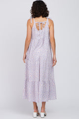 Lavender Printed Tiered Maxi Dress