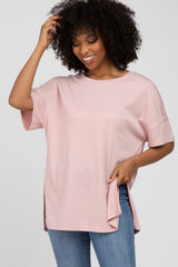 Pink Knit Oversized Top