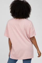 Pink Knit Oversized Top