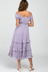 Lavender Smocked Ruffle Midi Dress