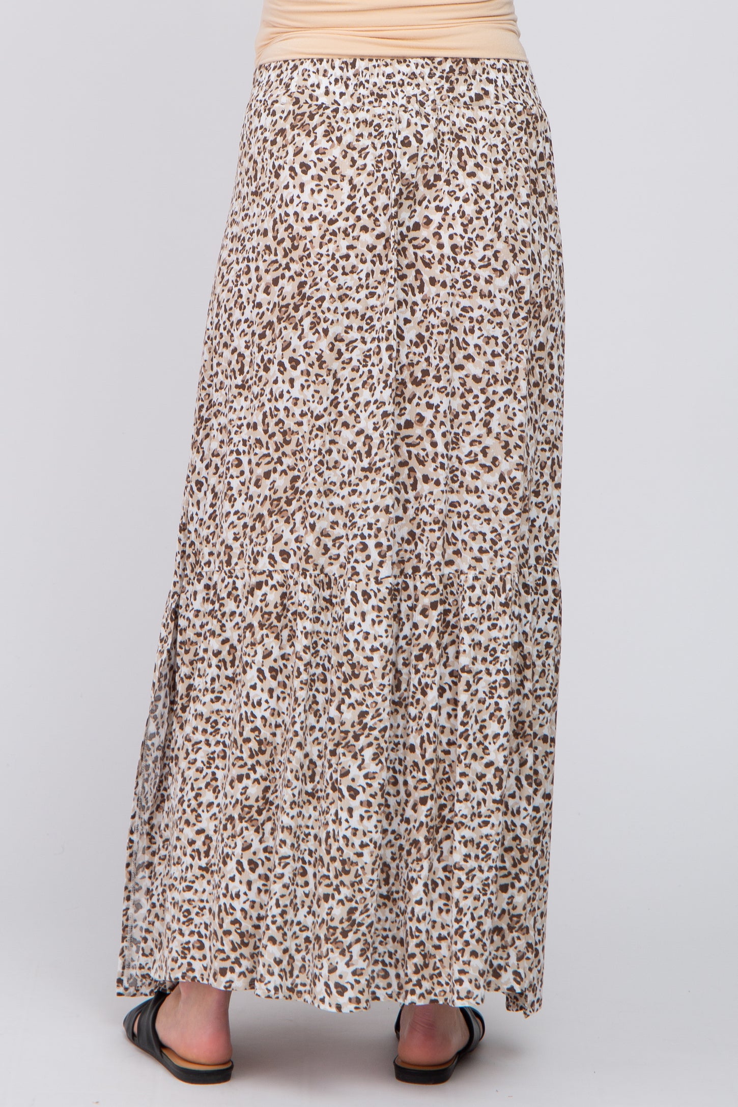 Cream Animal Print Tie Front Maternity Maxi Skirt
